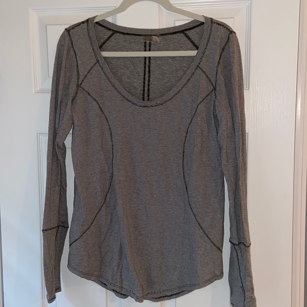 Zella Long Sleeve Green Striped Top